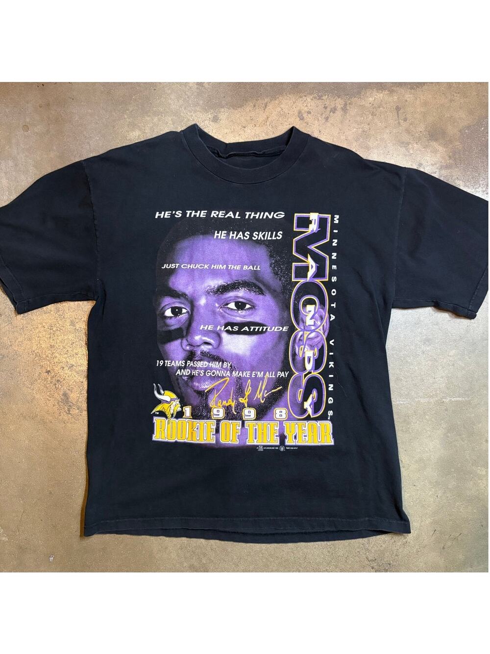 Randy Moss Rookie of The Decade T Shirt Mens Fits L-XL VTG 1999